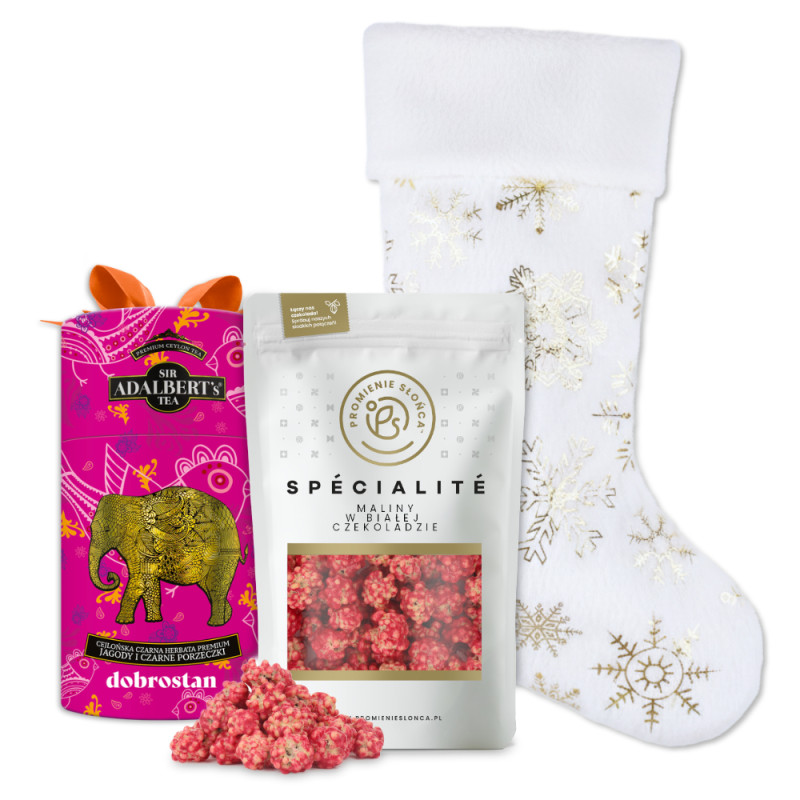 Zestaw z malinami w białej...