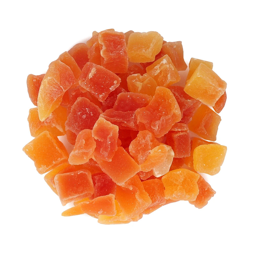 Widok z góry na produkt Kandyzowana papaja kostka 250 g