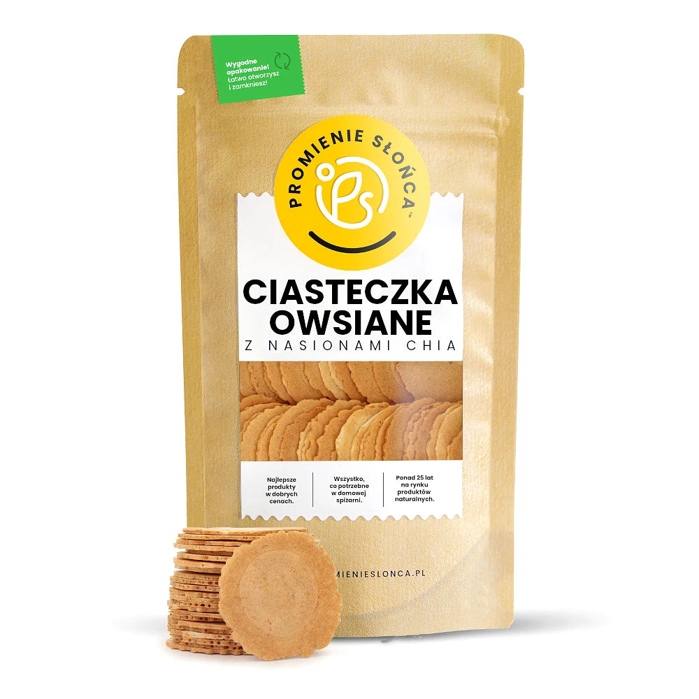 Ciasteczka owsiane z nasionami chia bez cukru 250 g