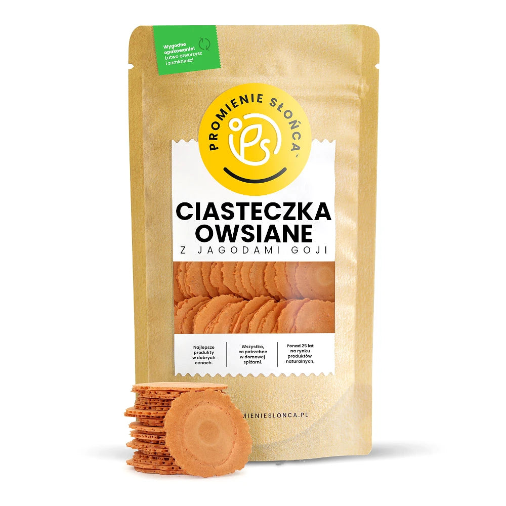 Ciasteczka owsiane z jagodami goji bez cukru 250 g