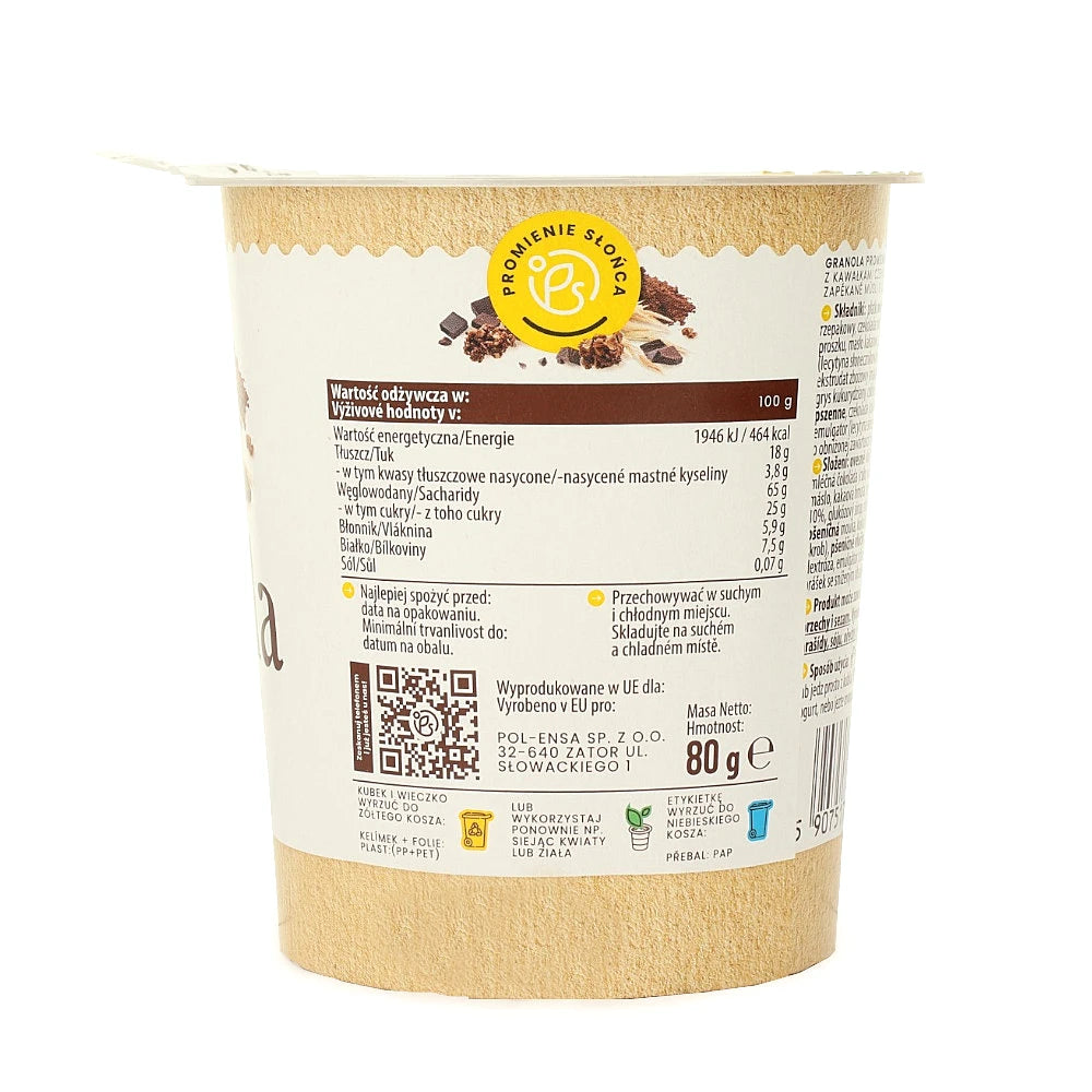 Drugie ujęcie opakowania produktu Granola z kawalkami czekolady ps 80 g