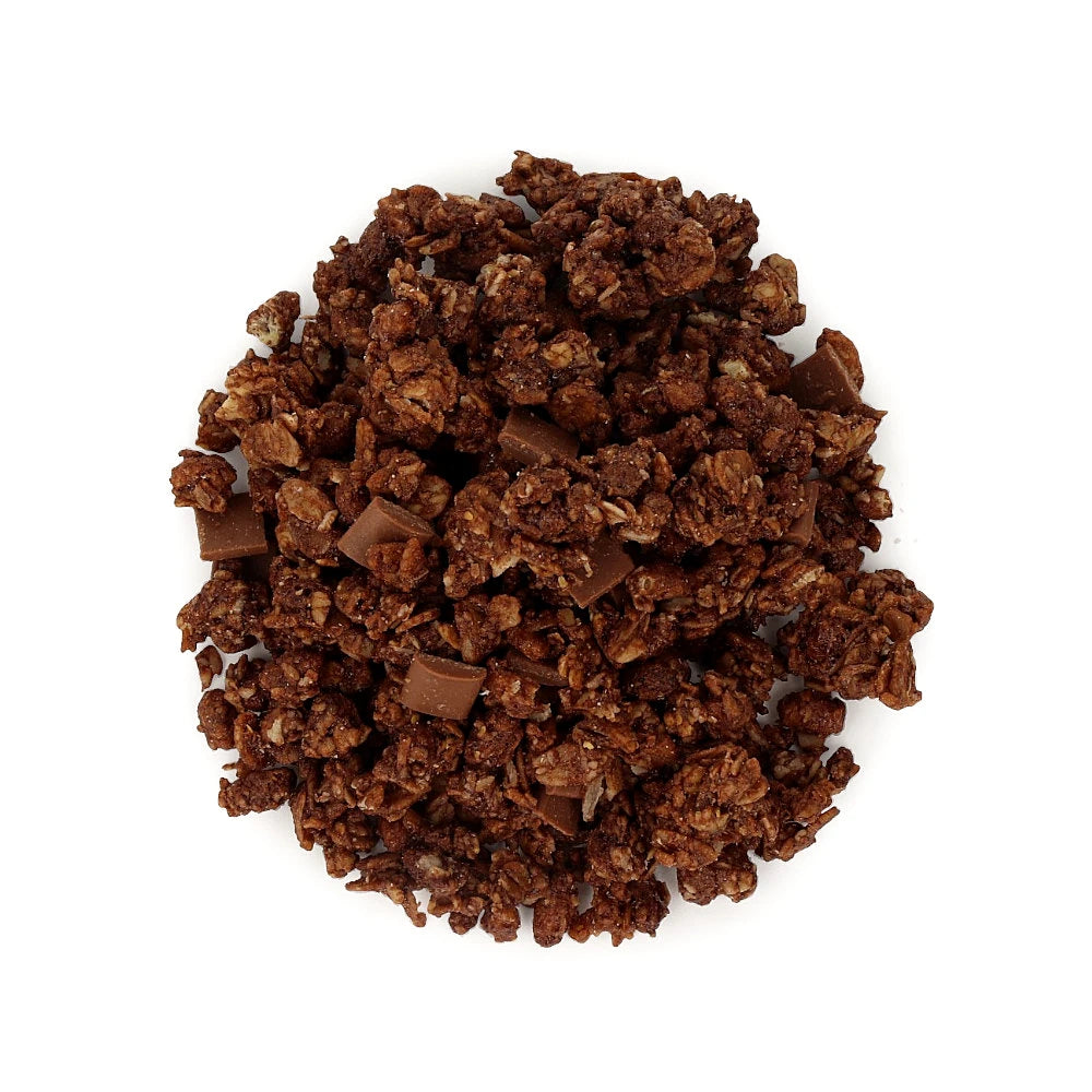 Widok z góry na produkt Granola z kawalkami czekolady ps 80 g