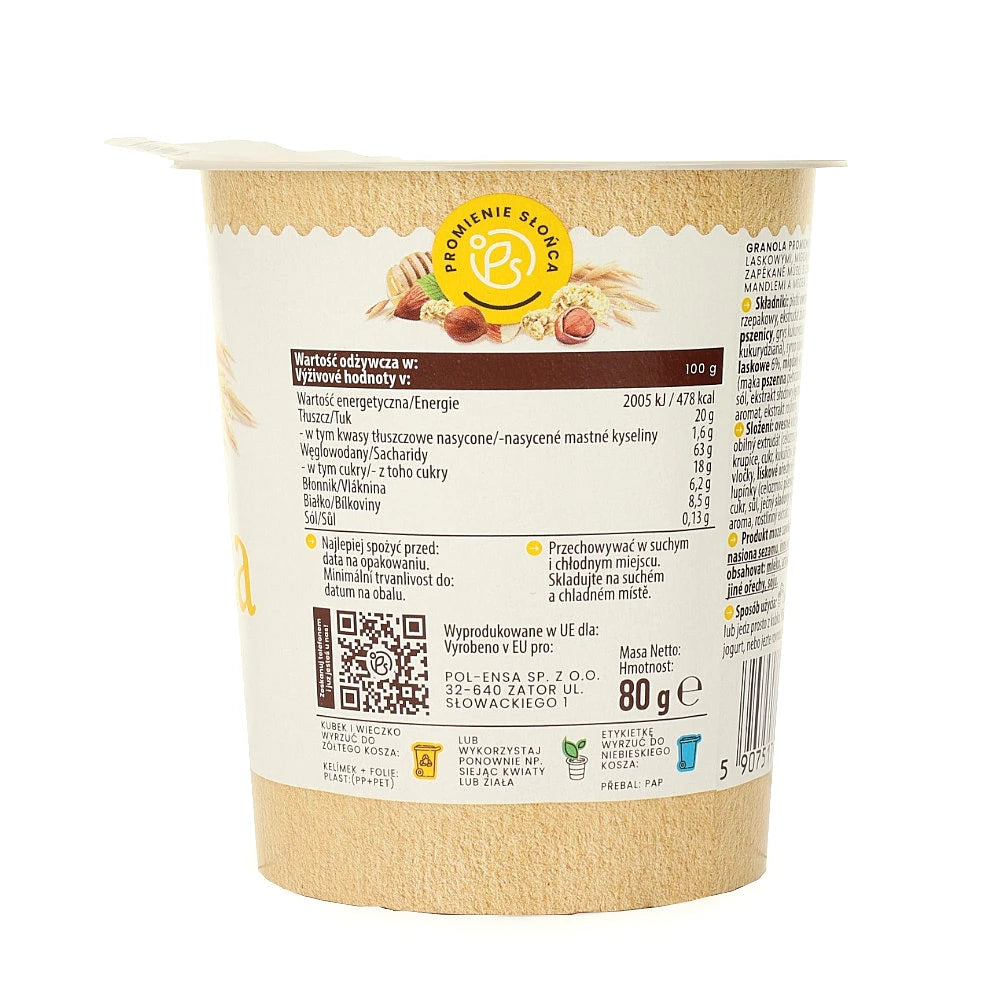 Drugie ujęcie opakowania produktu Granola z orzechami i miodem ps 80 g