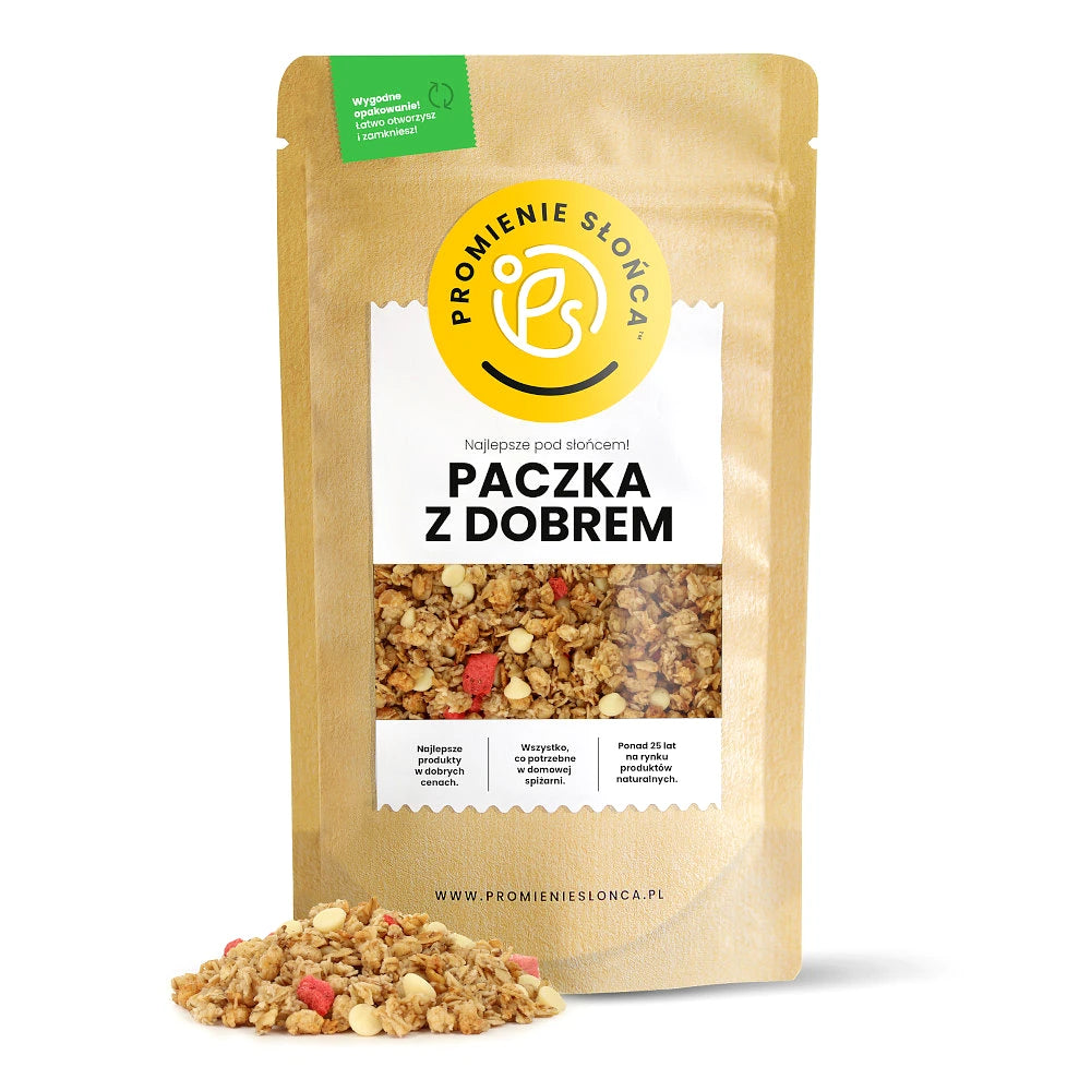 Drugie ujęcie opakowania produktu Granola truskawkowa z biała czekolada i nasionami chia 500 g