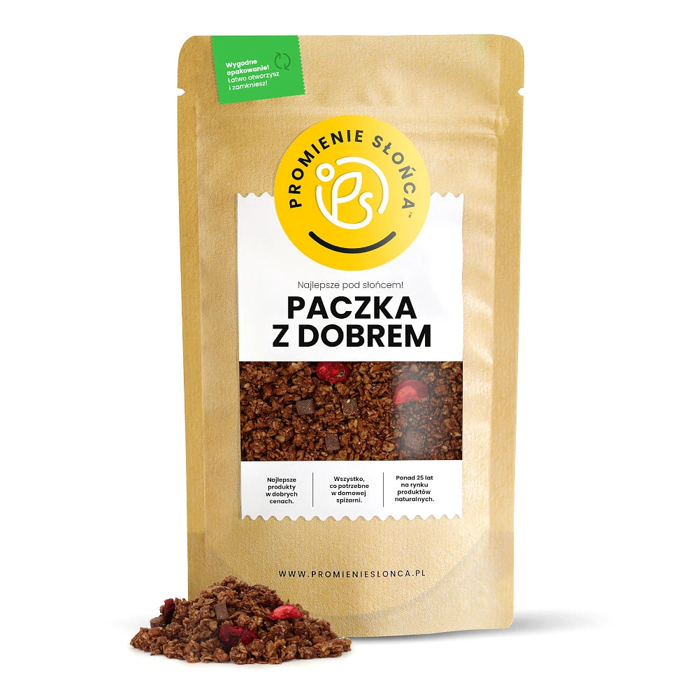 Drugie ujęcie opakowania produktu Granola czekoladowa z dodatkiem wisni i nasion chia 500 g
