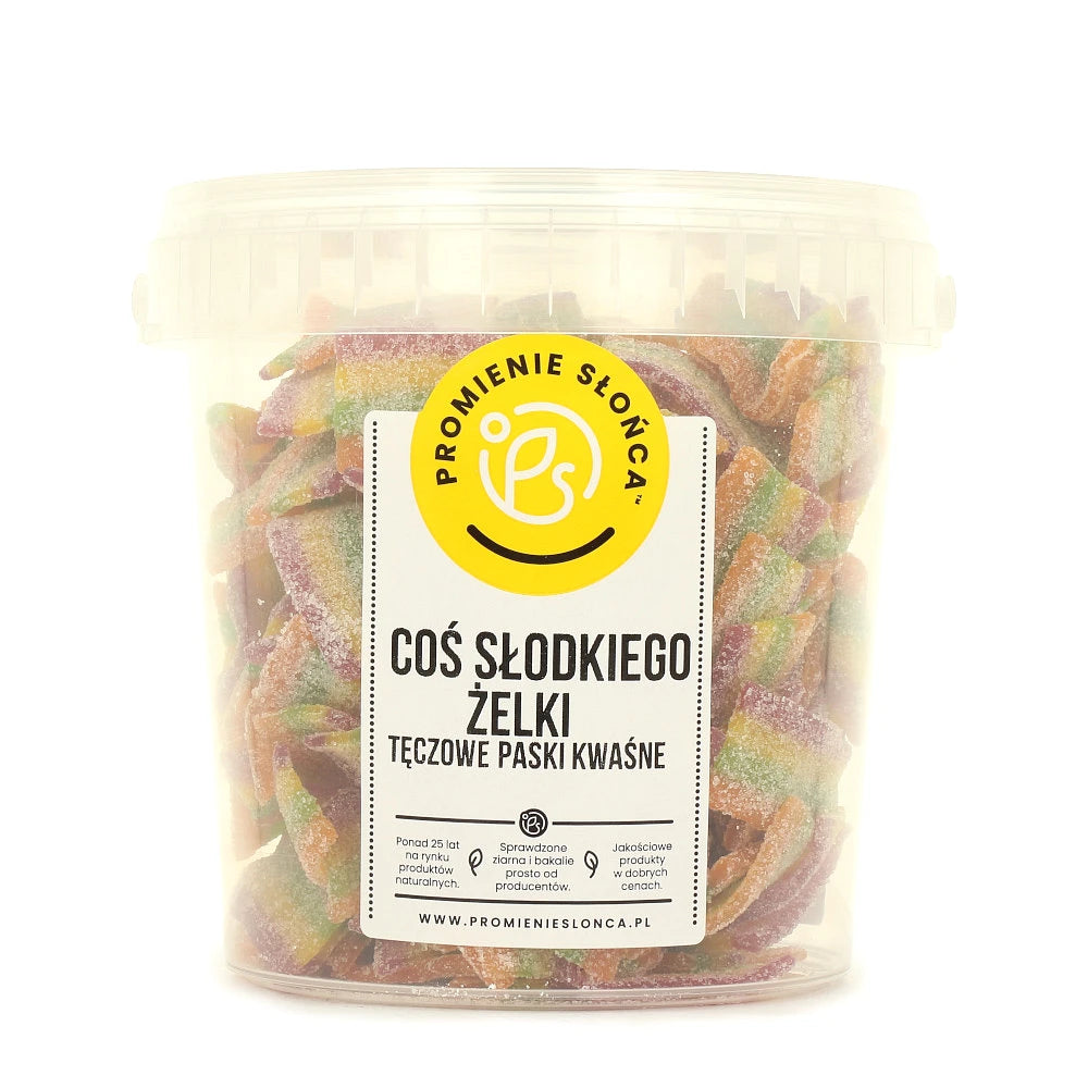 Żelki tęczowe paski kwaśne wiaderko 600 g