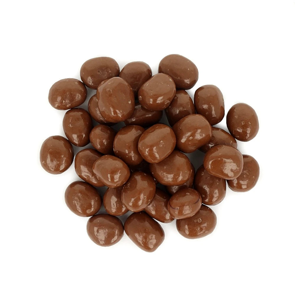 Widok z góry na produkt Zelki owocowe w mlecznej czekoladzie 500 g