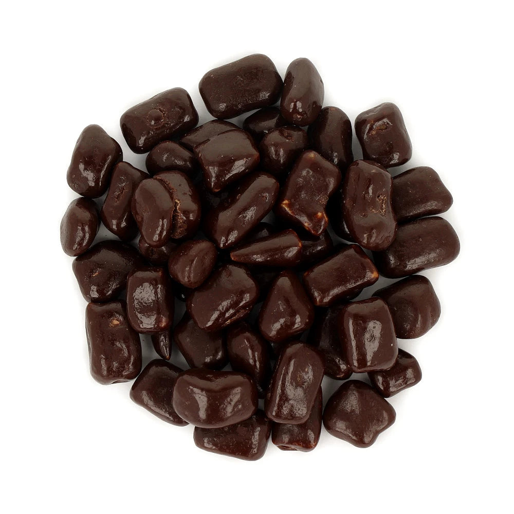 Widok z góry na produkt Skorka pomaranczowa w gorzkiej czekoladzie 250 g
