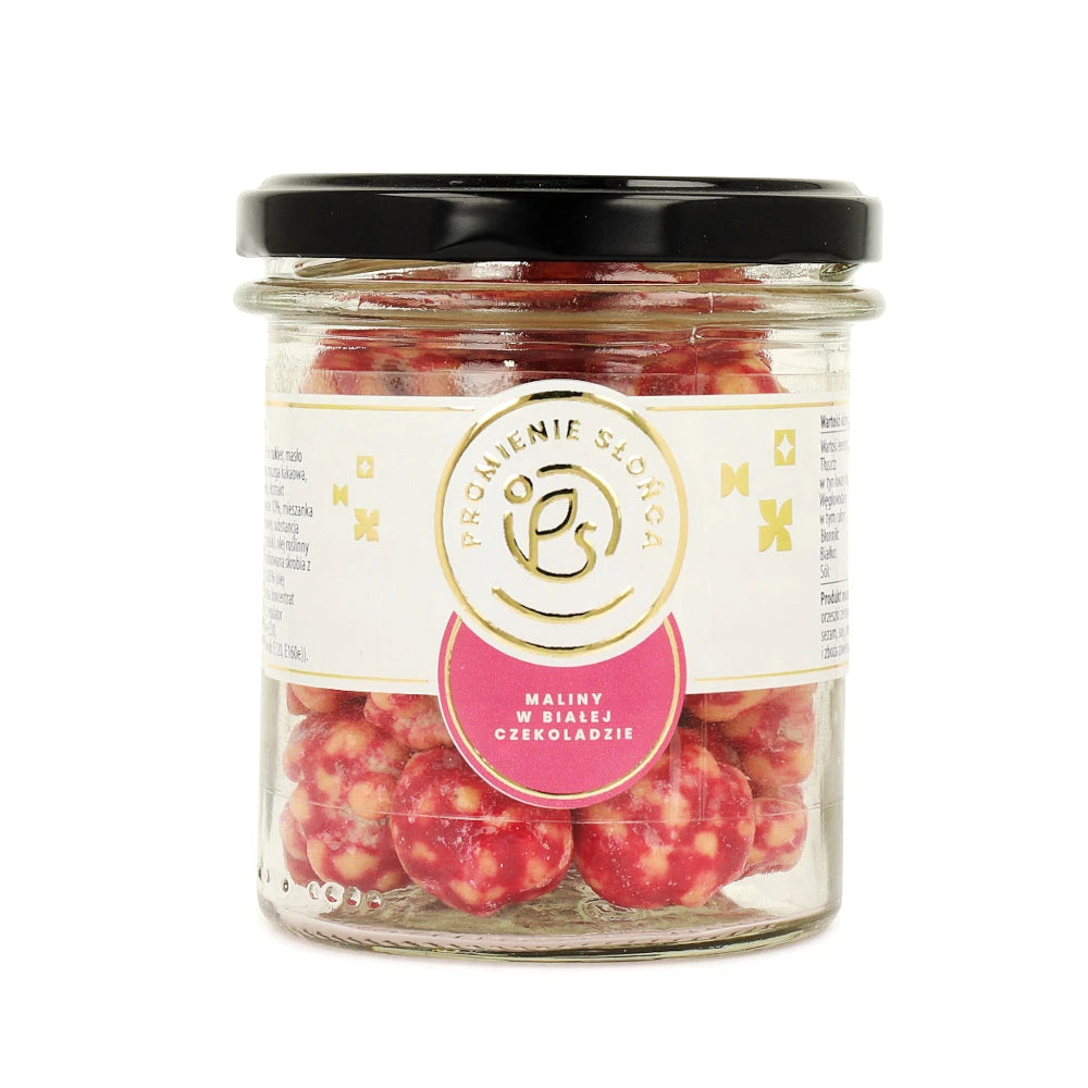 Maliny w białej czekoladzie w słoiczku 120 g