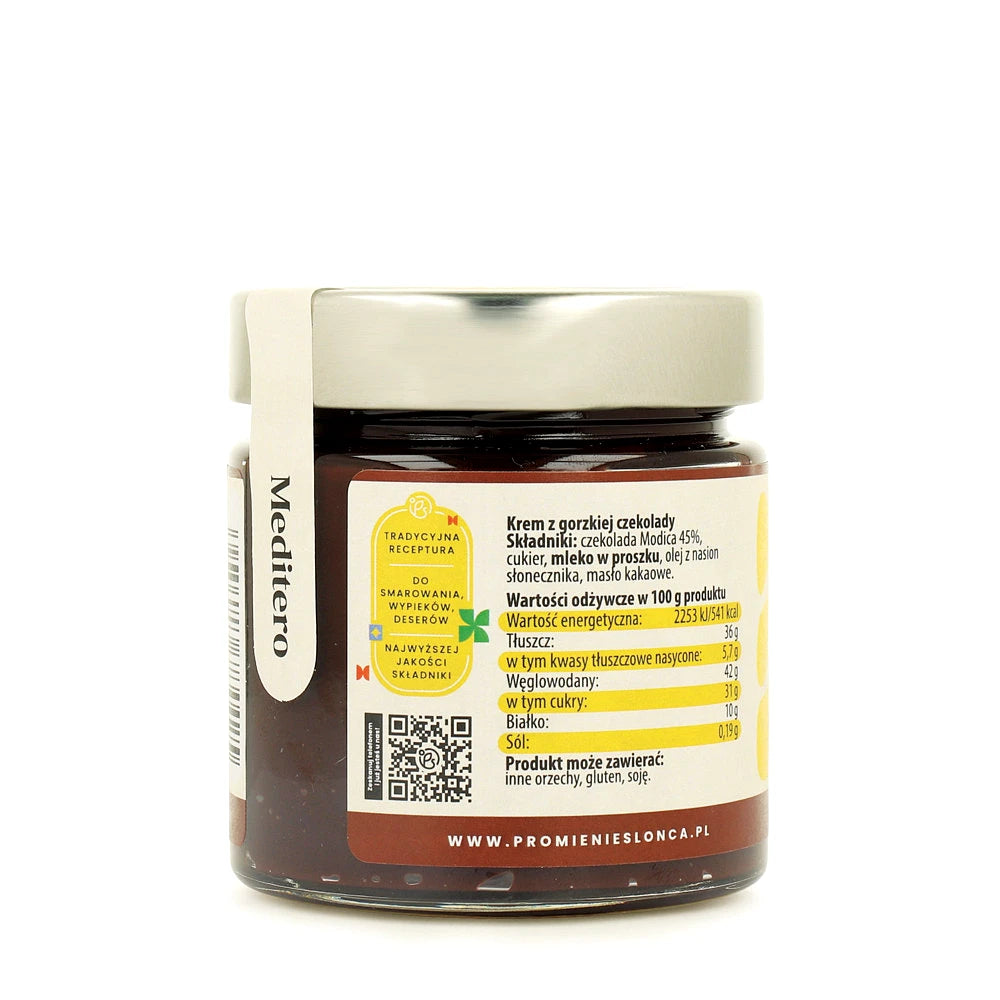 Drugie ujęcie opakowania produktu Meditero krem z gorzkiej czekolady 190 g