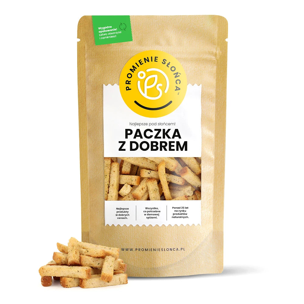 Drugie ujęcie opakowania produktu Grzanki o smaku masla czosnkowego