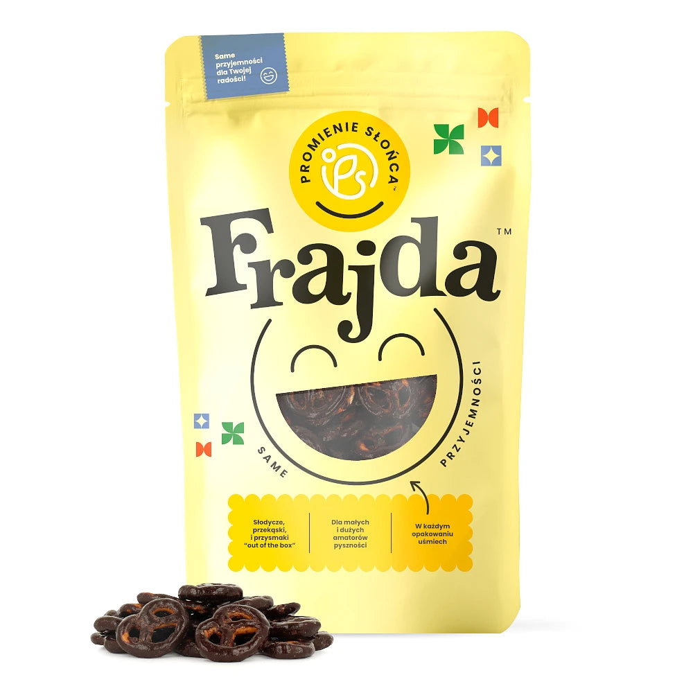Trzecie ujęcie opakowania produktu Precelki w gorzkiej czekoladzie 500 g