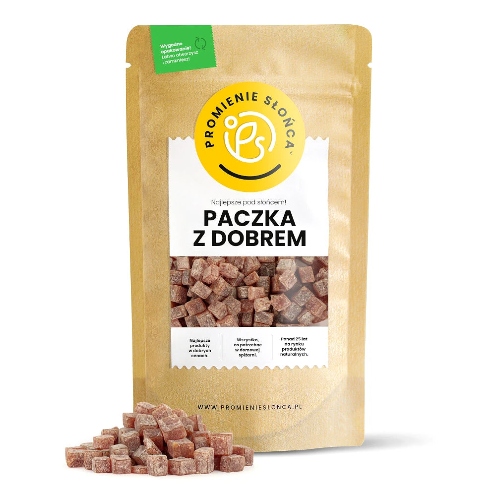 Drugie ujęcie opakowania produktu Malinowe kostki bez cukru 250 g