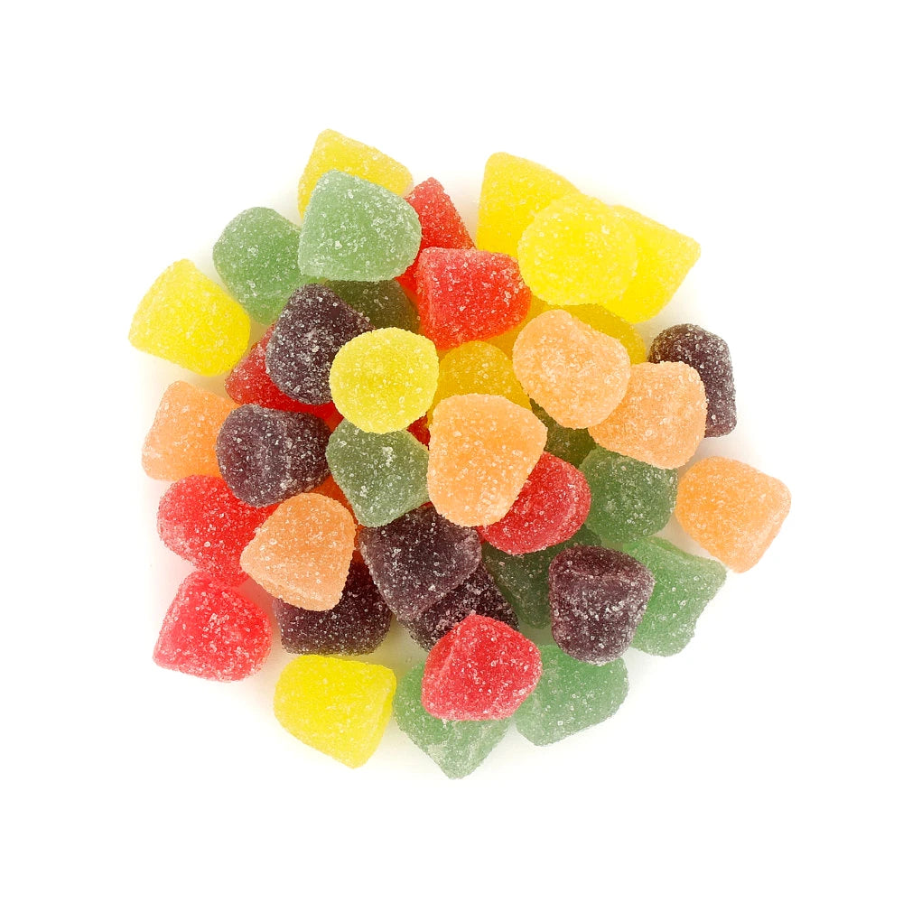 Widok z góry na produkt Zelki kwaśne owocowe 250 g