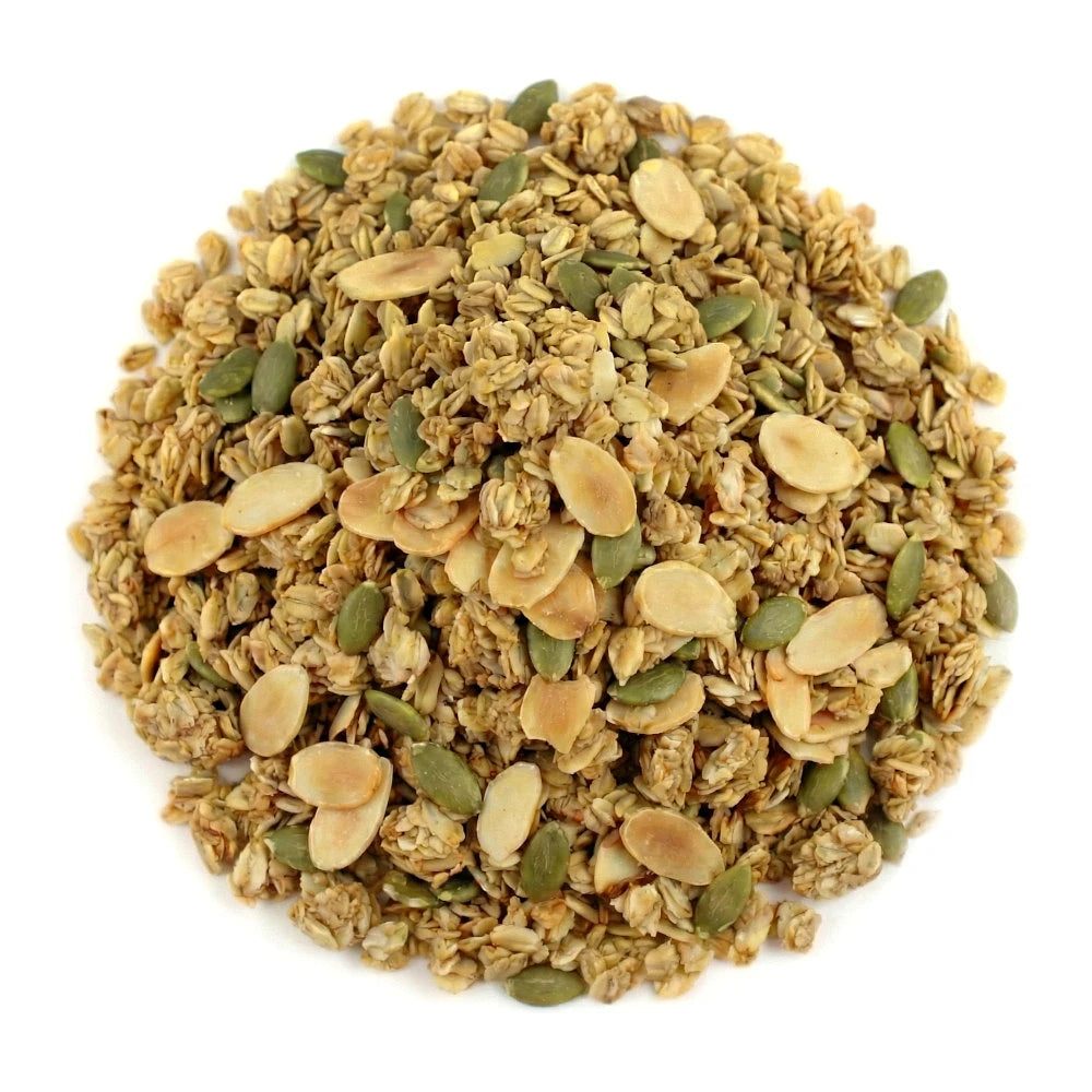 Widok z góry na produkt Granola proteinowa z dynia i migdałami 500 g