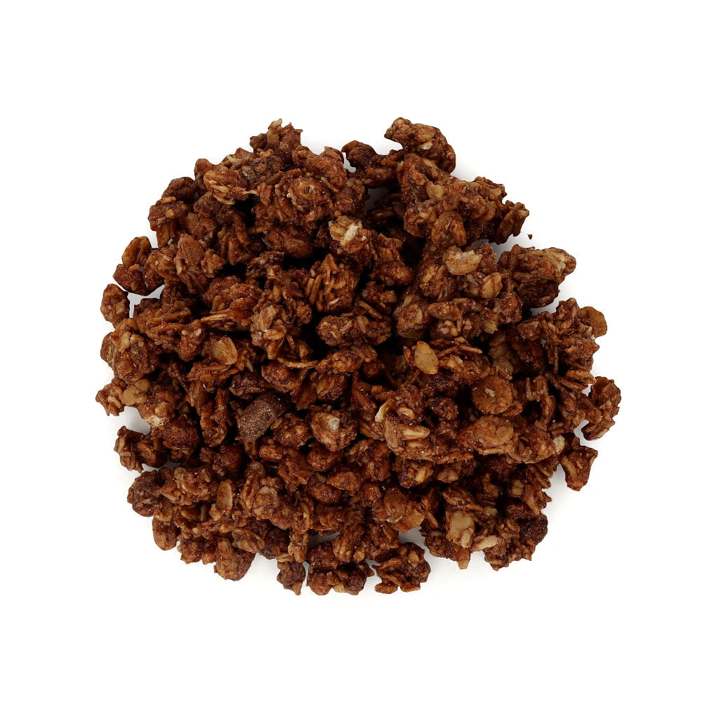 Widok z góry na produkt Granola proteinowa mleczna czekolada 500 g